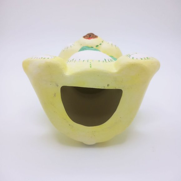 Decorative Ceramic Free Standing Rabbit Yellow Green White Design Green Bow - Picture 6 of 12